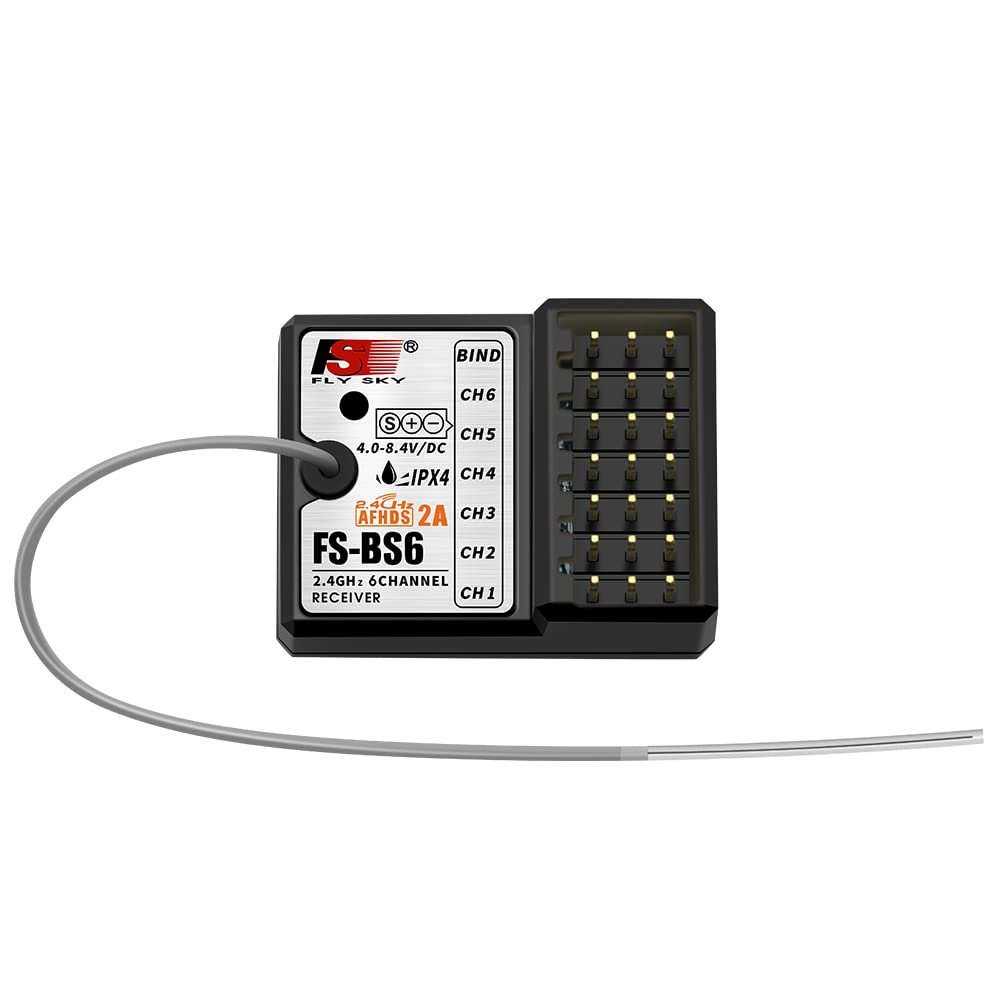 Flysky FS BS6 Receiver Waterproof 2.4G 6CH Receiver for Flysky FS-GT5 FS-IT4S FS-i6 FS-i6X Transmitter RC Car Boat (1 PC)