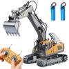 DDAI Remote Control Excavator Toys for Boys 8-12 Kids Best Gift Ideas for Age 3 4 5 6 7 8 9 10+ Year Old Boy Rechargeable RC Construction Excavators Digger Vehicles Engineering Toys with Metal Shovel view 1