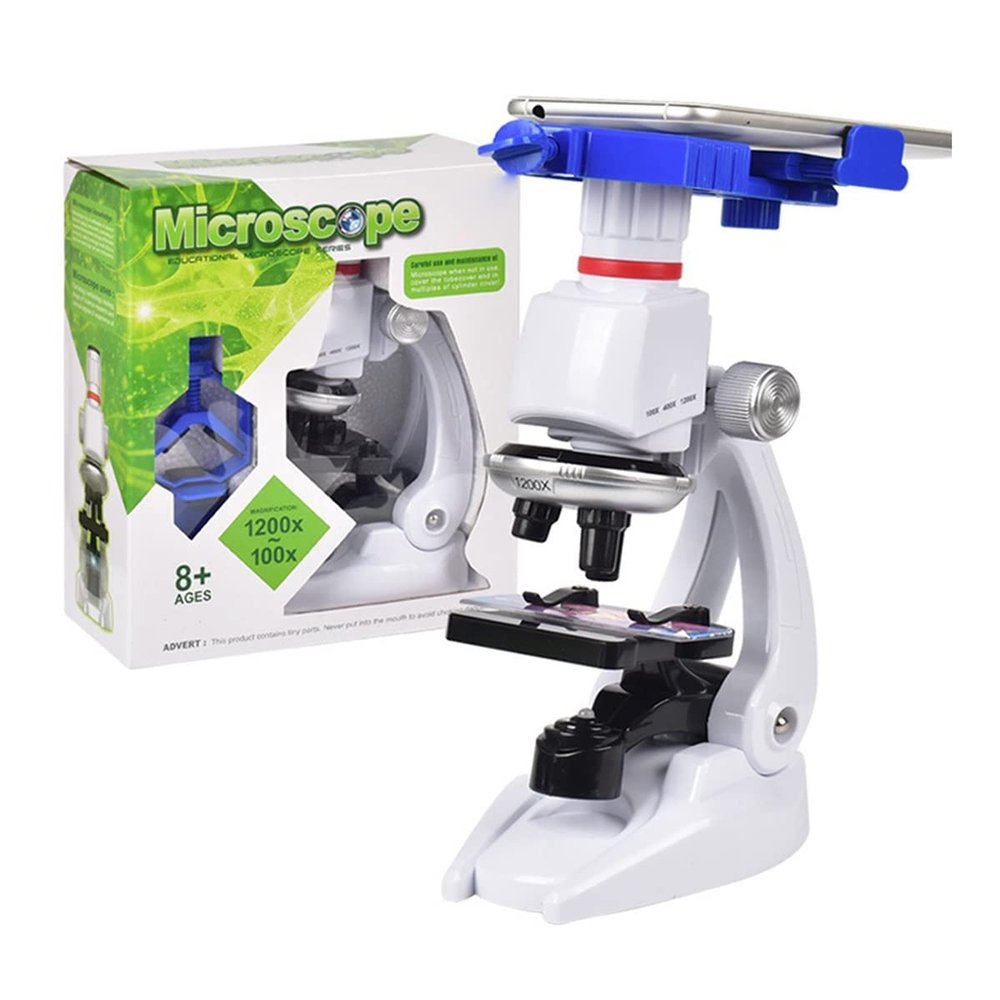 Lab Microscope Slides 100/400/1200X Electronic Microscope with Phone Holder Compound LED Microscope Parts (Color : Microscope)
