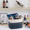 OIAHOMY Storage Basket, Woven Baskets for Storage, Cotton Rope Basket for toys,Towel Baskets for Bathroom - Pack of 3,White Blue view 2