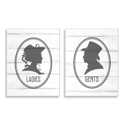 Stupell Industries Vintage Ladies Gents Restroom Rustic Sign Silhouettes, Design by Kim Allen