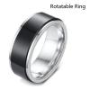 Dsnyu Spinner Ring for Anxiety, Fidget Rings for Relieving Stress Anxiety Ring, Silver Black Wedding Engagement Party Ring Size 6 view 2