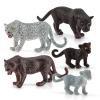 BRETOYIN Snow Leopard Figure Black Panther Figurine 5PCS Realistic Cheetah Toys Baby Leopard Figurine Collectible for Boys and Girls Cake Toppers Christmas Birthday Gift for Kids Toddlers view 1