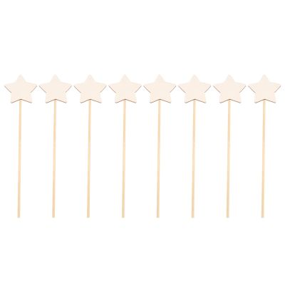 STOBOK DIY Fairy Wand Wooden Star Stick 8 Pieces Unfinished Craft Kit for Kids Hand Painting Creativity Dress-up Accessories 13.38In