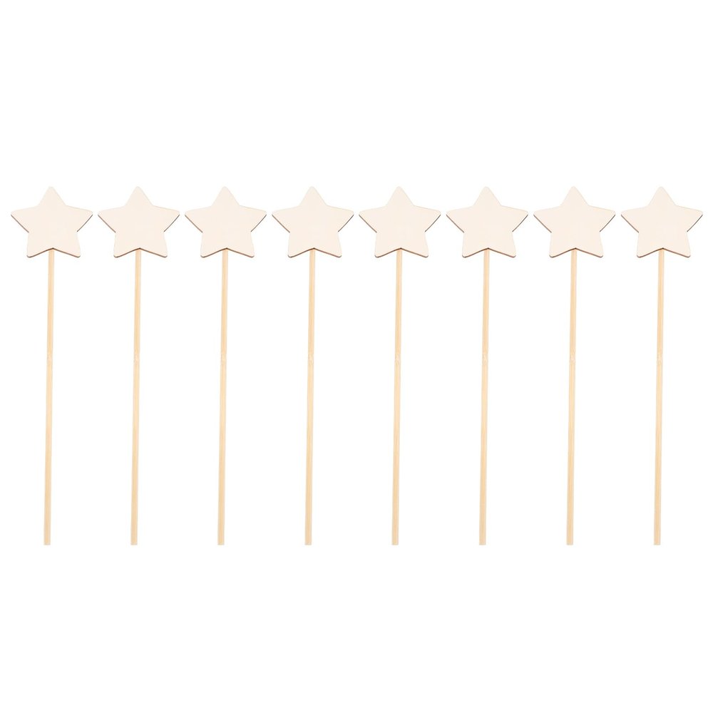 STOBOK DIY Fairy Wand Wooden Star Stick 8 Pieces Unfinished Craft Kit for Kids Hand Painting Creativity Dress-up Accessories 13.38In