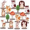 16 Pcs Woodland Animals Wood Table Centerpieces Forest Animals Cutout Shapes Creatures Table Topper for Woodland Camping Baby Shower Birthday Decorations Supplies view 1