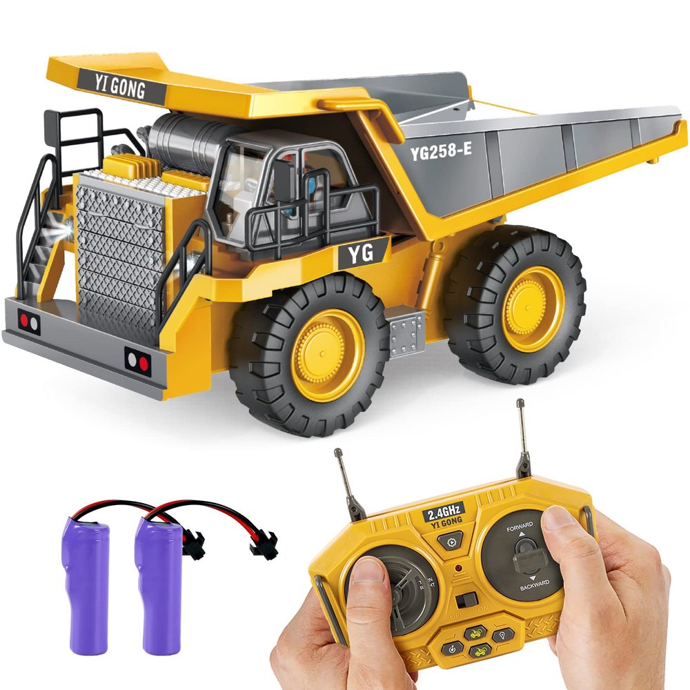 DDAI Remote Control Construction Dump Truck Toy - RC Dump Truck Toys- Construction Toys Vehicle- RC Truck Toys for 8 9 10 11 12 Year Old Boys and up- Toy Trucks