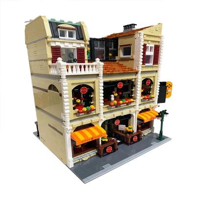 General Jim's 3-Floor Modular Pizza Shop Building Kit Fully Printed Detailed Brick Set with, Light Brick Oven, Apartment & City Street Features 5588-Piece Pizzeria, Compatible with Major Brands