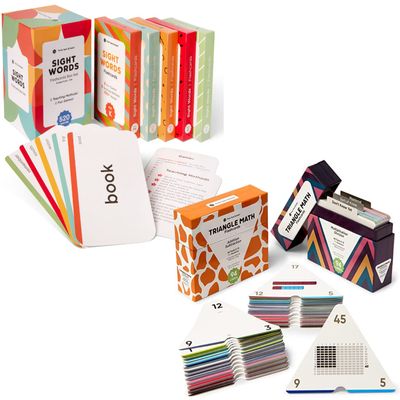 Think Tank Scholar 520 Sight Words Flash Cards + Triangle Math Set 752 Equations (Award-Winning) - Preschool (Pre K) Kindergarten 1st-3rd Grade Homeschool (Kids Ages 3-9) Dolch & Fry High Frequency