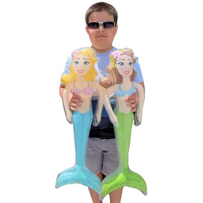 Cool Colorful Inflatable Mermaids (About 33") Blond and Brunette Mermaid Party Favor, Decor, Decoration, Sea Ocean Aguatic Luau Theme (12 Pack (Random))