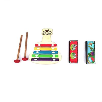 Zifron Wood Store Wooden Mouth Organ, Multicolour, Set of 2 & Gitar
