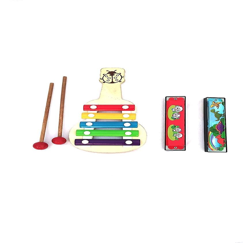 Zifron Wood Store Wooden Mouth Organ, Multicolour, Set of 2 & Gitar