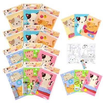 TINYMILLS Cats and Kittens Coloring Books for Kids with 12 Coloring Books and 48 Crayons, Cat Birthday Party Favors, Favor Bag Fillers, Classroom Rewards, Carnival Prizes