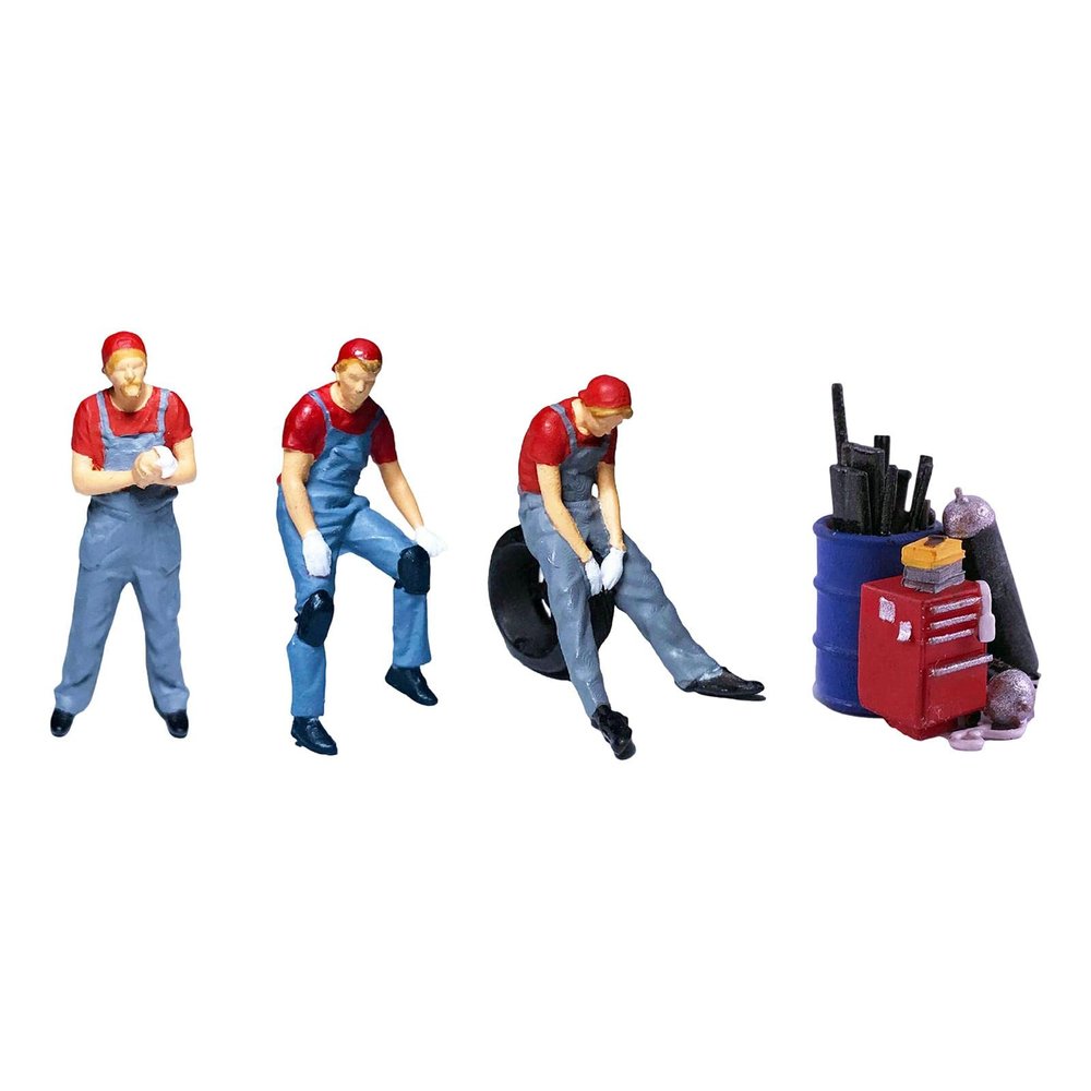 Yiju Hand Painted Miniature People Figurines - Garage Scenes Car Model Diorama Micro Landscape Decor DIY Projects, Red