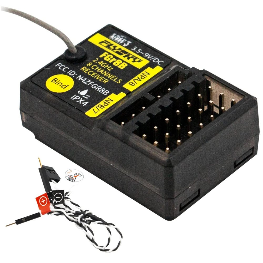 HTLNUZD Flysky FGR8B 2.4GHz 8CH Remote Control Receiver, Output AFHDS 3 PWM/PPM/i-Bus RF Modules Compatible FS PL18 / Noble NB4 Pro / NB4 Lite/ FRM302 Transmitters for Rc Car Boat