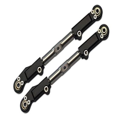 Aluminum+Stainless Steel Rear Upper Arm Tie Rod For Traxxas 1/8 4WD Sledge Monster Truck 95076-4 - 2Pc Set Black