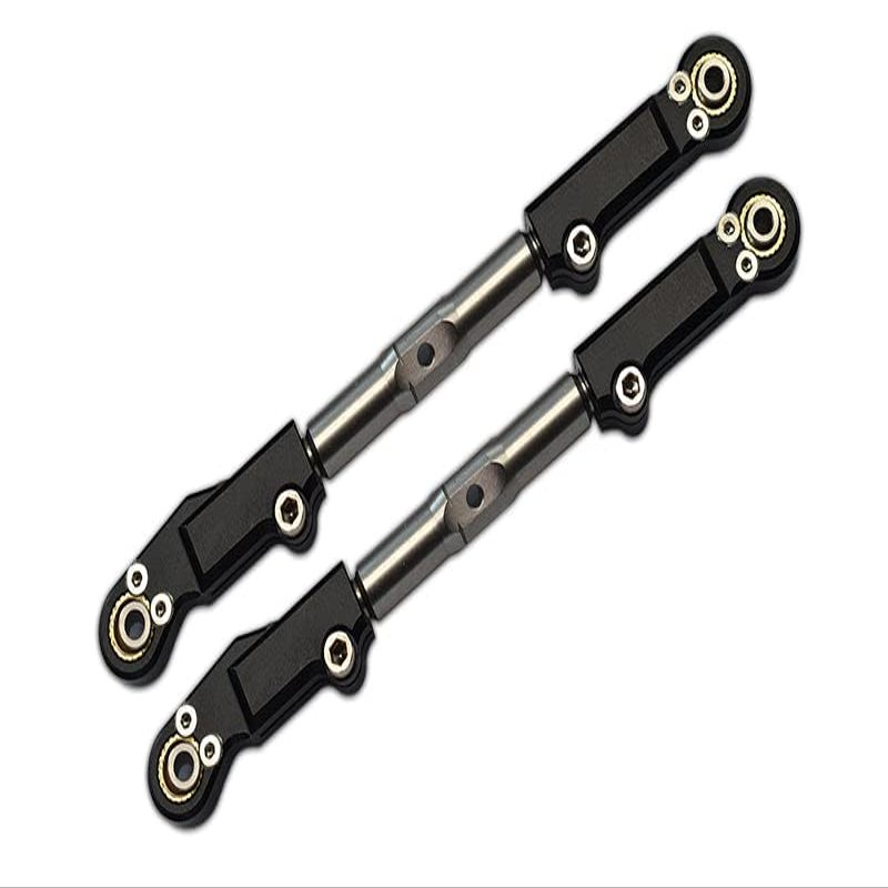 Aluminum+Stainless Steel Rear Upper Arm Tie Rod For Traxxas 1/8 4WD Sledge Monster Truck 95076-4 - 2Pc Set Black