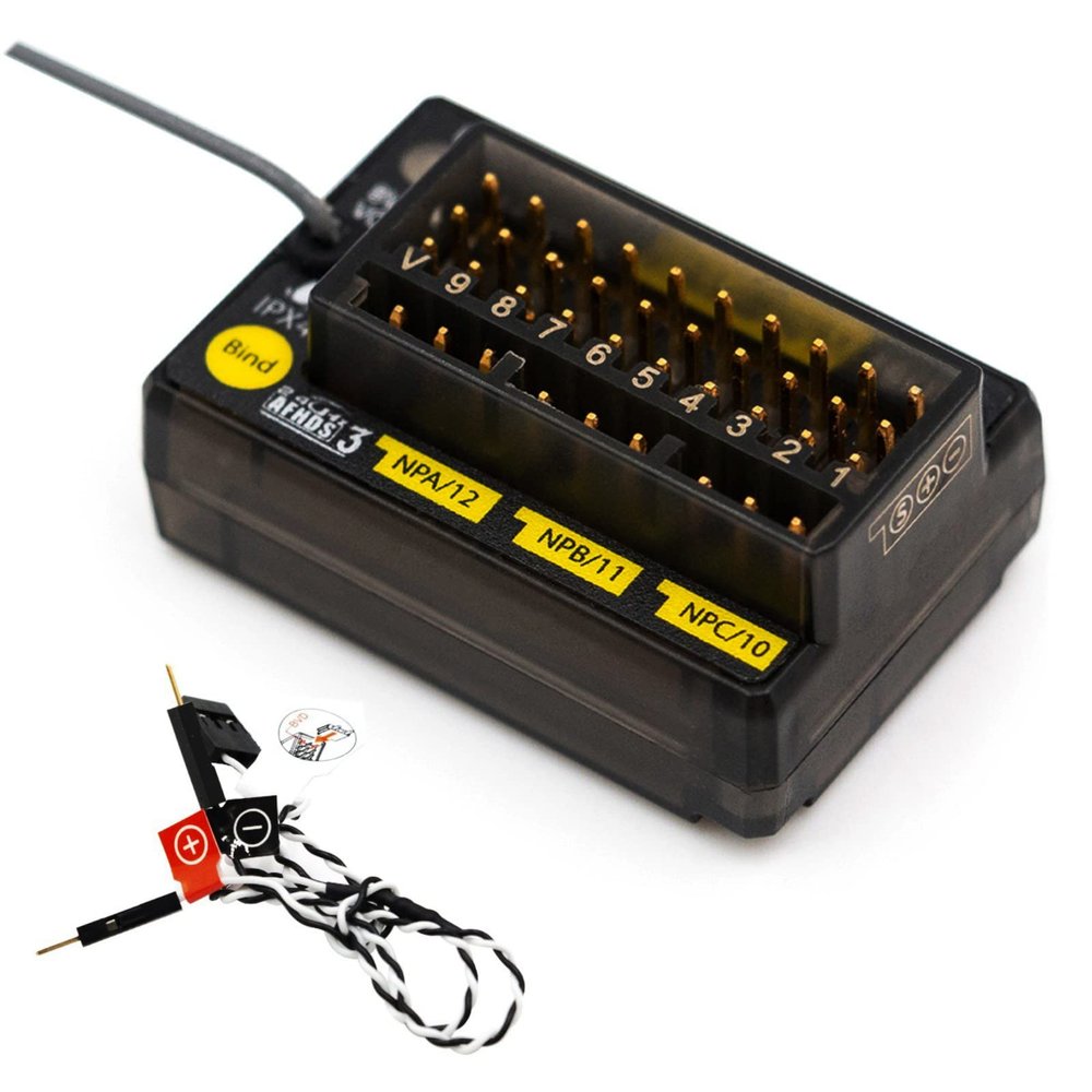 HTLNUZD Flysky FGr12B 12 Channels Control Receiver 2.4GHz PWM/PPM/I-Bus Data Output AFHDS 3 for FS PL18 / NB4 / NB4 Lite / FRM302 RC Car Boat Vehicle Transmitter