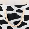 Pardick Large Round Storage Basket Black ans White Cow Skin Collapsible Circle Storage Bin Laundry Hamper With Handle for Kids Toy Blanket Dirty Clothes Towel Living Room Nursery Storage Organizer view 4