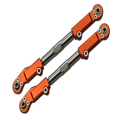 Aluminum+Stainless Steel Rear Upper Arm Tie Rod For Traxxas 1/8 4WD Sledge Monster Truck 95076-4 - 2Pc Set Orange