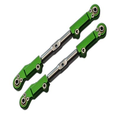 Aluminum+Stainless Steel Rear Upper Arm Tie Rod For Traxxas 1/8 4WD Sledge Monster Truck 95076-4 - 2Pc Set Green