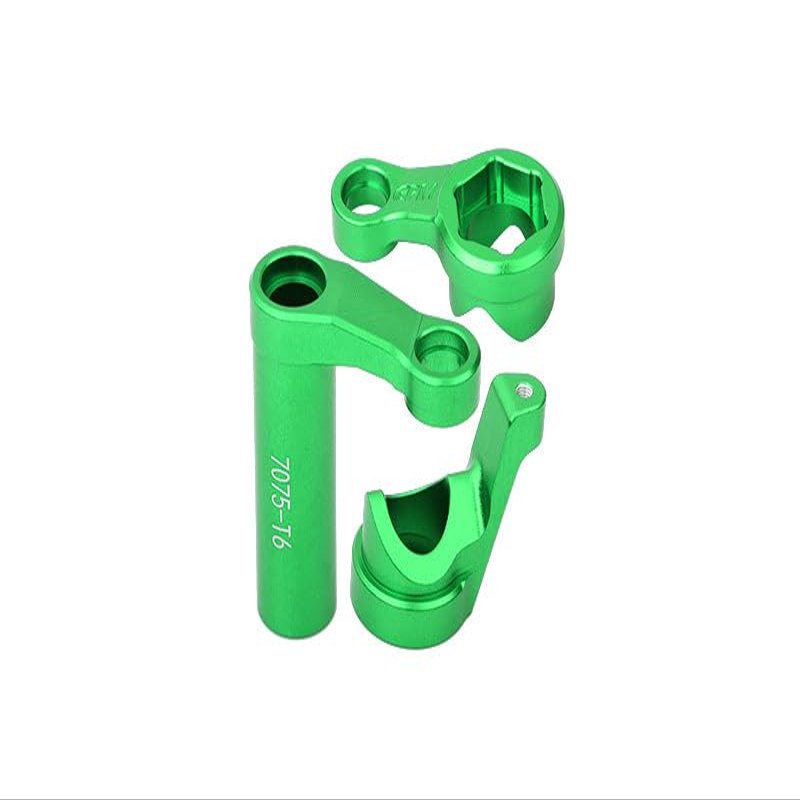 Aluminum 7075-T6 Steering Assembly For Traxxas 1/8 4WD Sledge Monster Truck 95076-4 - 3Pc Set Green