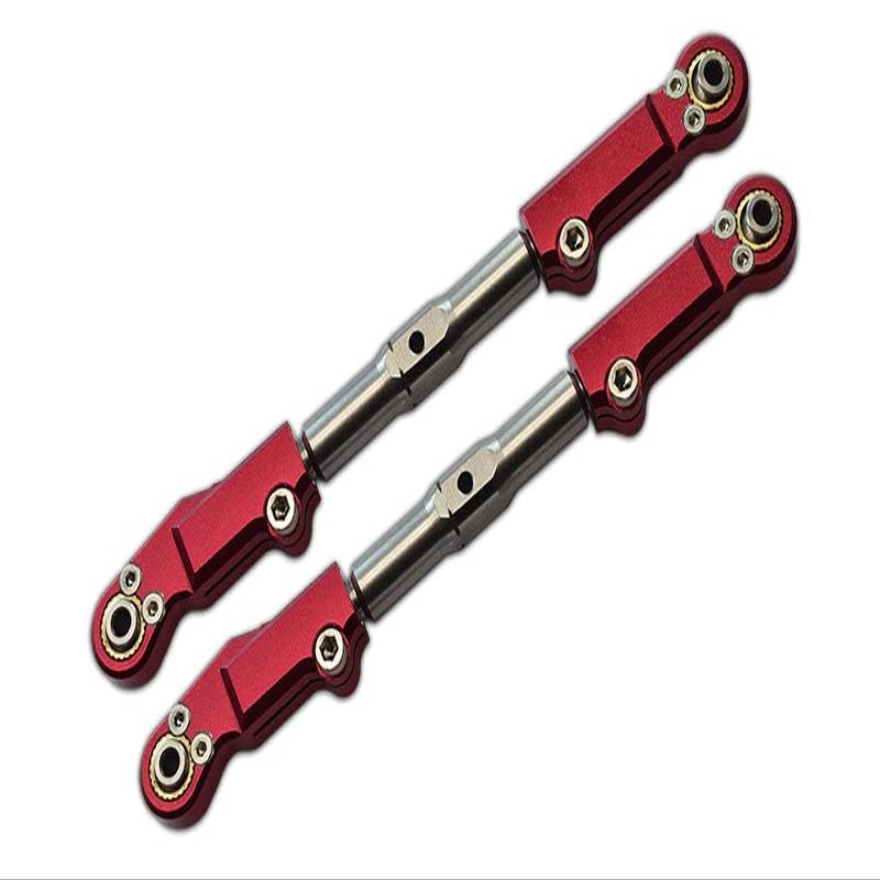 Aluminum+Stainless Steel Rear Upper Arm Tie Rod For Traxxas 1/8 4WD Sledge Monster Truck 95076-4 - 2Pc Set Red