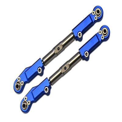Aluminum+Stainless Steel Rear Upper Arm Tie Rod For Traxxas 1/8 4WD Sledge Monster Truck 95076-4 - 2Pc Set Blue