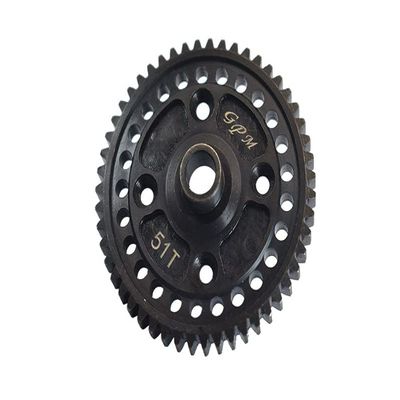 Carbon Steel Spur Gear 51T For Traxxas 1/8 4WD Sledge Monster Truck 95076-4 - 1Pc Black