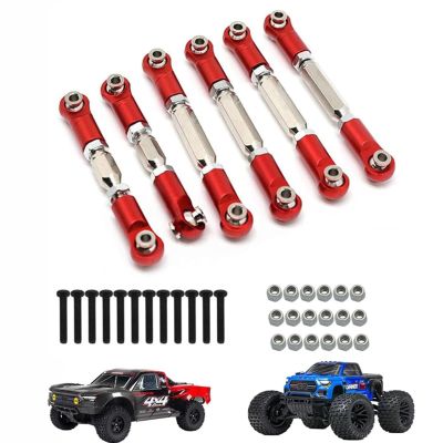 Aluminum Tie Rod/turnbuckles Link Set for 1/10 Arrma Senton MEGA550 Granite MEGA550 VORTEKS Typhon Big Rock RC Car Upgrade Parts 6 Pcs/SetRed