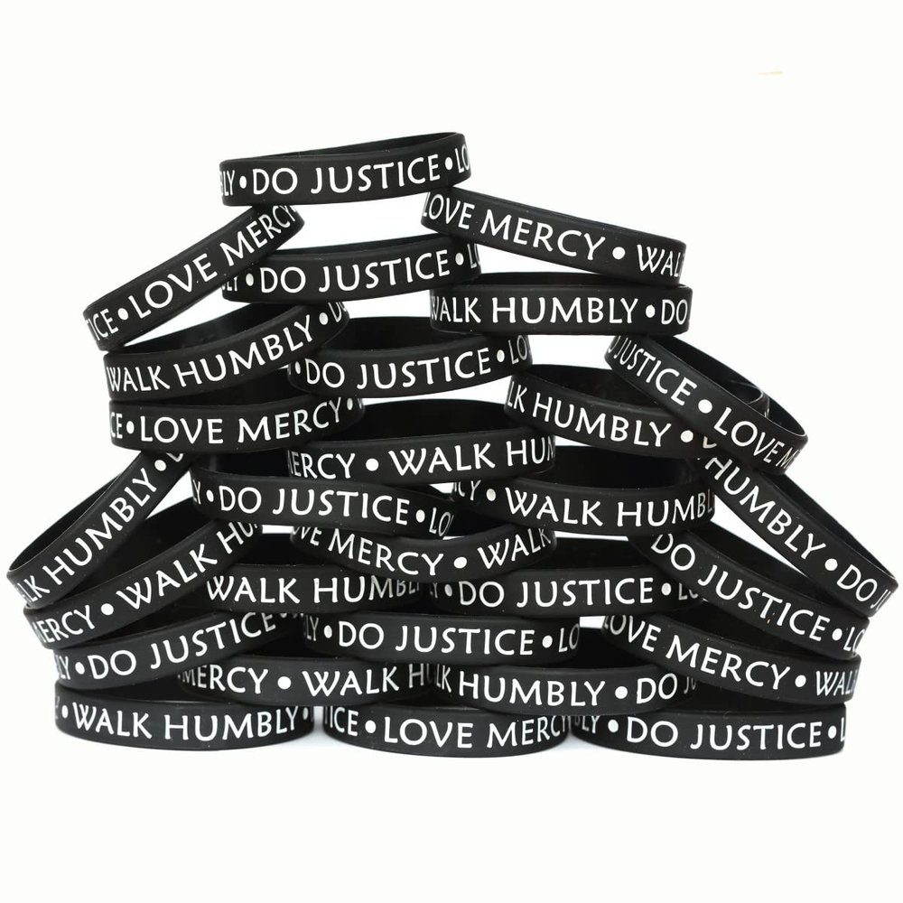 SayitBands 50 Do Justice Love Mercy Walk Humbly Silicone Wristband Bracelets Micah 6:8