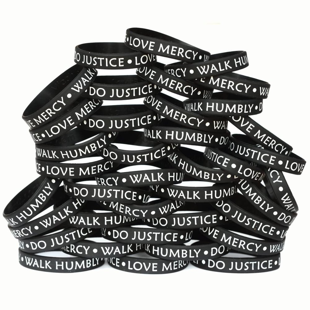 SayitBands 100 Do Justice Love Mercy Walk Humbly Silicone Wristband Bracelets Micah 6:8