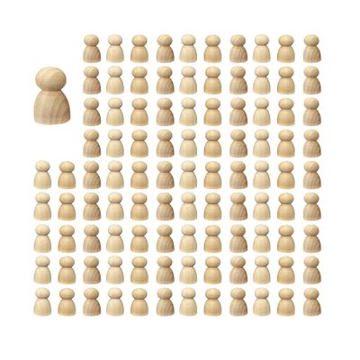 100 Pieces Wood Peg Dolls Unfinished Wooden People Craft Blank Family Figures 5/8 x 1-1/4 inch