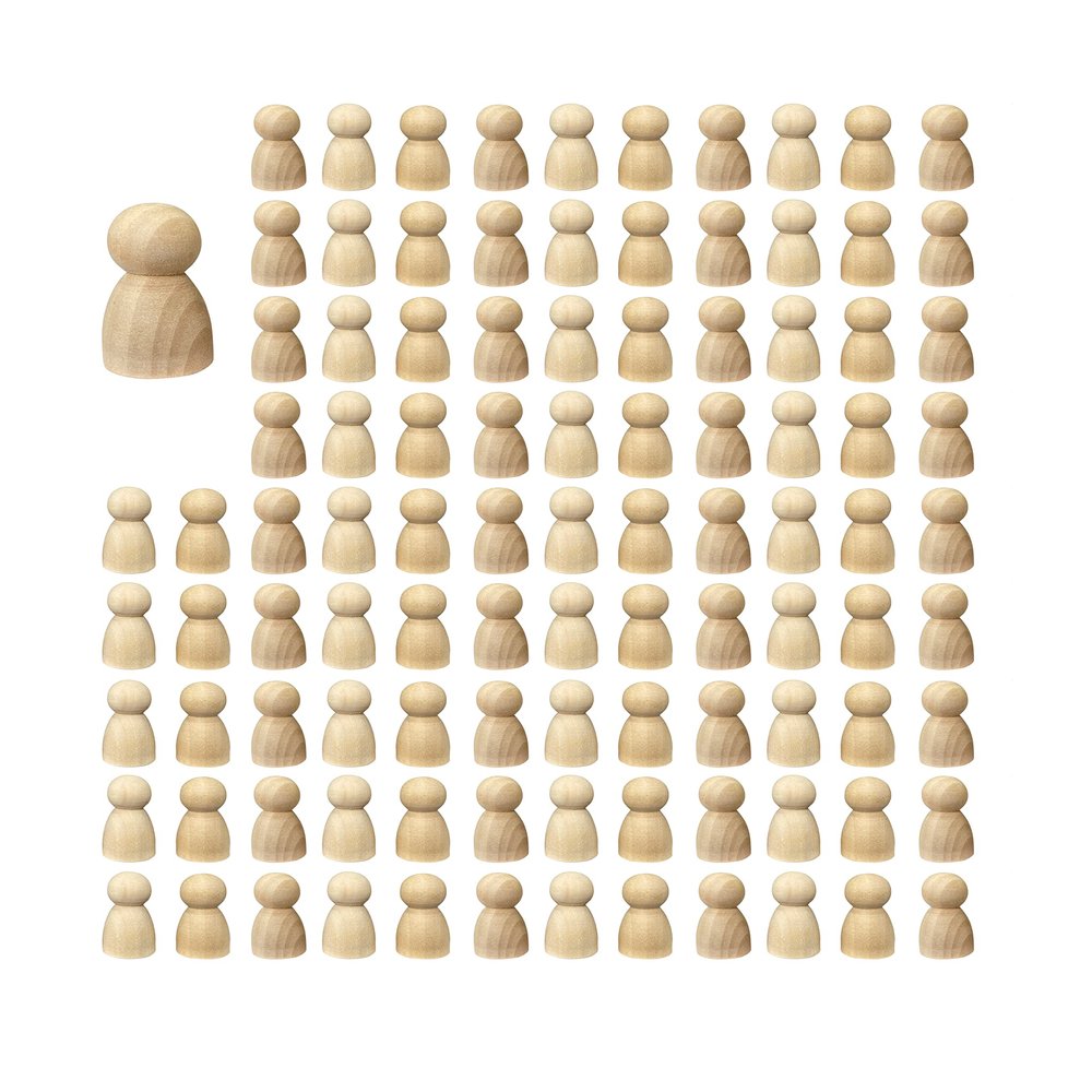 100 Pieces Wood Peg Dolls Unfinished Wooden People Craft Blank Family Figures 5/8 x 1-1/4 inch