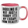 Unique Juggling, Juggling is not Just a Hobby. It's My Escape From Reality, Juggling Two Tone 11oz Mug From view 2