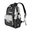 NZOOHY Glitter Print Silver Black Bow Personalized Name Diaper Bag Tote, Custom Waterproof Nursing Baby Bag Mummy Backpack for Mom Travel Outdoor view 4
