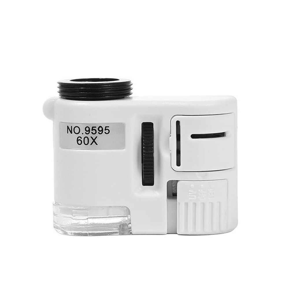 Microscope Accessories Kit 60X Zoom Microscope Magnifier for Phone Portable Magnifying with LED Light Microscope Slides