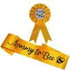 2 Packs Baby Shower Decorations Yellow Mommy to Bee Sash and Daddy to Bee Pin Tinplate Badge for Baby Welcome Party view 1