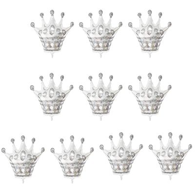 10 Pcs Jumbo Foil Crown Balloons Large 30 Inches Foil Helium Crown Balloons for Birthday Wedding Party Decorations (Silver)