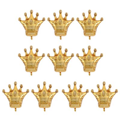 10 Pcs Jumbo Foil Crown Balloons Large 30 Inches Foil Helium Crown Balloons for Birthday Wedding Party Decorations (Gold)