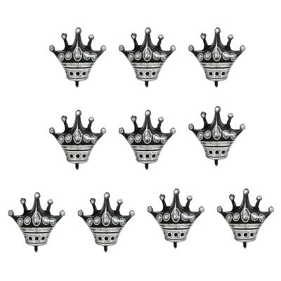 10 Pcs Jumbo Foil Crown Balloons Large 30 Inches Foil Helium Crown Balloons for Birthday Wedding Party Decorations (Black)