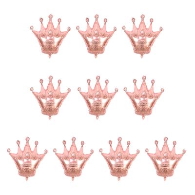 10 Pcs Jumbo Foil Crown Balloons Large 30 Inches Foil Helium Crown Balloons for Birthday Wedding Party Decorations (Rose Gold)