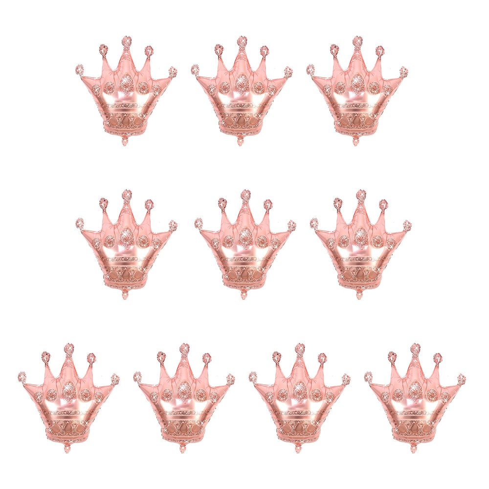 10 Pcs Jumbo Foil Crown Balloons Large 30 Inches Foil Helium Crown Balloons for Birthday Wedding Party Decorations (Rose Gold)