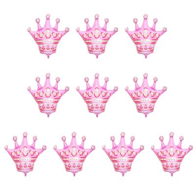 10 Pcs Jumbo Foil Crown Balloons Large 30 Inches Foil Helium Crown Balloons for Birthday Wedding Party Decorations (Pink)