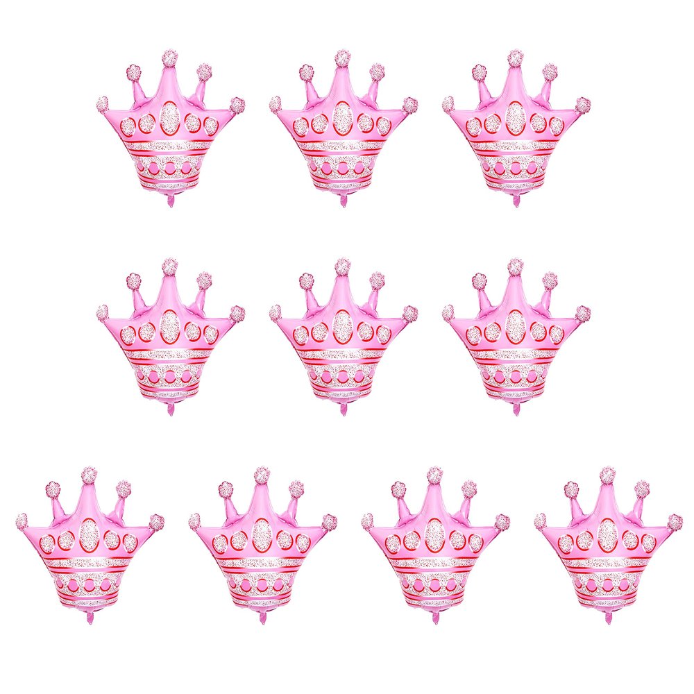 10 Pcs Jumbo Foil Crown Balloons Large 30 Inches Foil Helium Crown Balloons for Birthday Wedding Party Decorations (Pink)