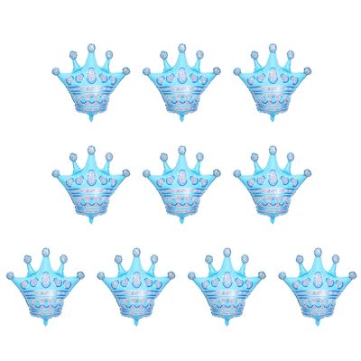 10 Pcs Jumbo Foil Crown Balloons Large 30 Inches Foil Helium Crown Balloons for Birthday Wedding Party Decorations (Blue)