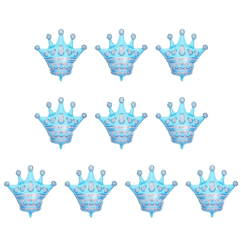 10 Pcs Jumbo Foil Crown Balloons Large 30 Inches Foil Helium Crown Balloons for Birthday Wedding Party Decorations (Blue)