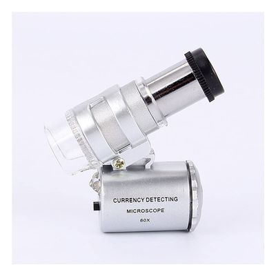 Microscope Accessories Kit Mini 60X Pocket Microscope Jewelry Magnifier Microscope Slides