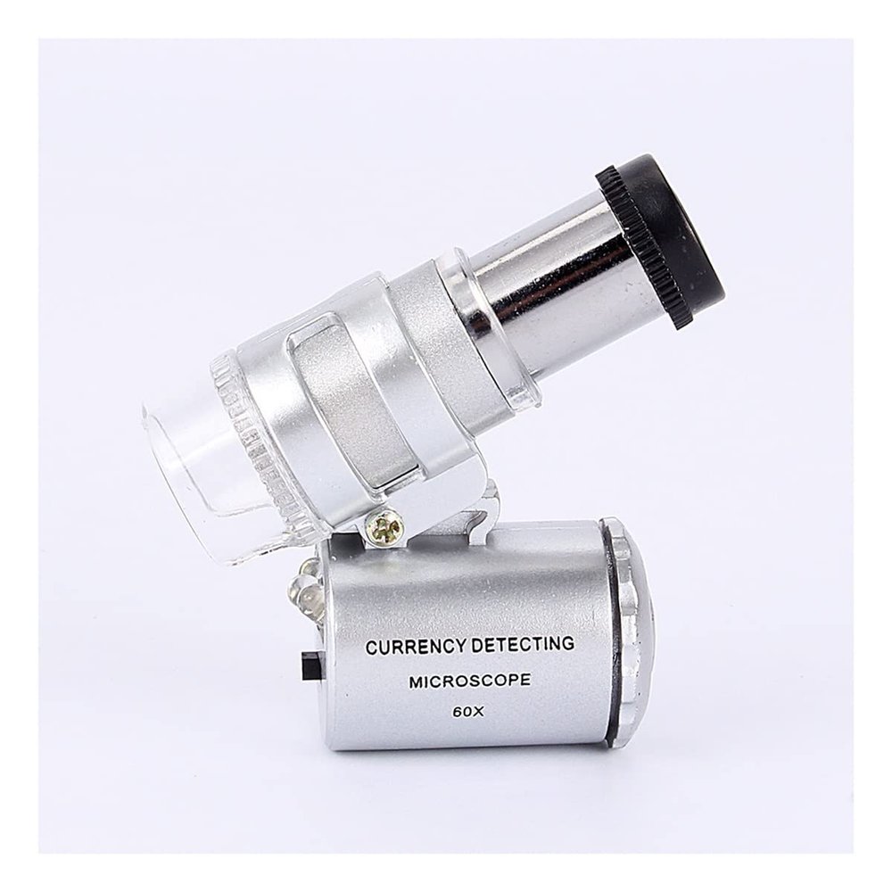 Microscope Accessories Kit Mini 60X Pocket Microscope Jewelry Magnifier Microscope Slides