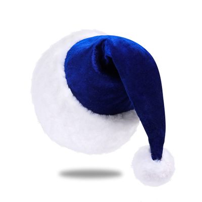Eoocan Santa Hat, Santa Hat for Kids, Unisex Velvet Comfort Blue Christmas Hats Extra Thicken Classic Plush for Christmas New Year Festive Holiday Party Supplies